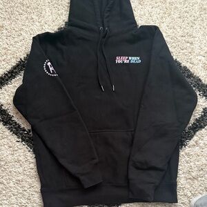 Black Graphic Hoodie with Colorful Text